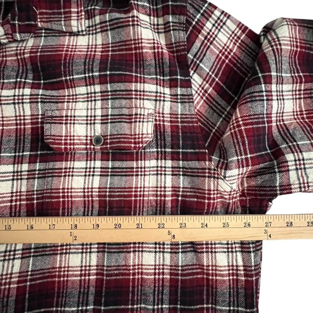 Jachs Tartan Plaid Red Flannel Button Up Shirt Mens 2XL Pockets Casual Outdoor